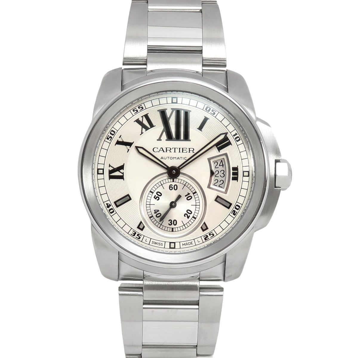 [Warranty included] Calibre de Cartier W7100015 Stainless Steel Automatic Watch, Purchased September 2011, White and Silver