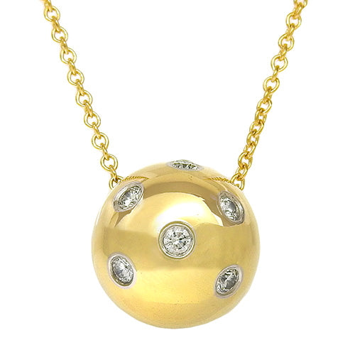 ドッツ ボール ネックレス ダイヤモンド イエローゴールド K18YG プラチナ Pt950 アクセサリー ジュエリー ダイヤ