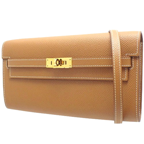 Kelly Wallet To Go Gold, Epsom Leather, Gold Hardware, Z Stamp, Shoulder Bag, Long Wallet, Shoulder Strap