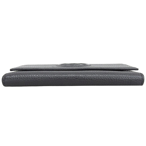 Interlocking G Long Wallet, Leather, Black, 598206, Soho, Bifold, Double G