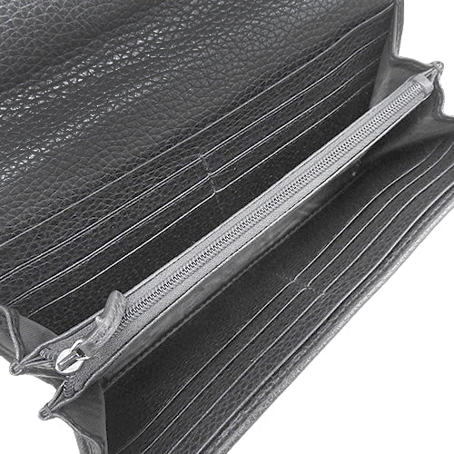 Interlocking G Long Wallet, Leather, Black, 598206, Soho, Bifold, Double G