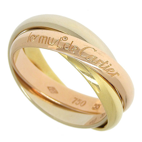 Cartier Trinity 戒指，18K 黄金 (YG)，18K 粉金 (PG)，18K 白金 (WG)，配饰，珠宝，三串，尺寸 15 (55)