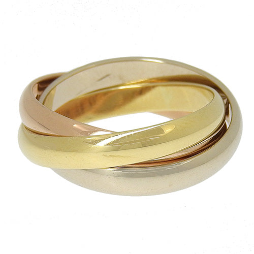 Cartier Trinity 戒指，18K 黄金 (YG)，18K 粉金 (PG)，18K 白金 (WG)，配饰，珠宝，三串，尺寸 15 (55)