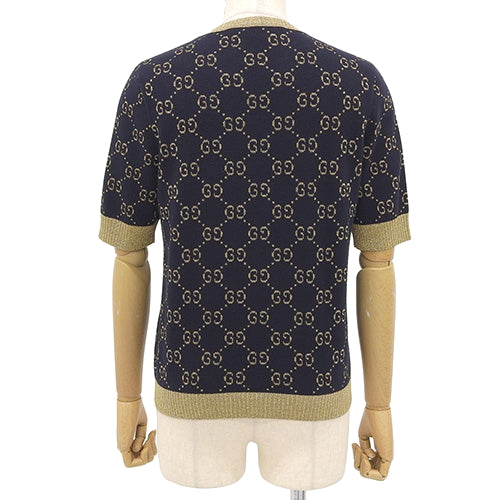 GGコットンラメ ファブリック トップス アパレル ファッション 衣類 半袖 リブ ニット Tシャツ S コットン ナイロン 526759 X9W83 4921(2024年12月現在現行品)