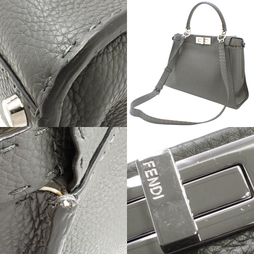 Selleria Peekaboo Regular Shoulder Bag, 2-Way, Calfskin, Asphalt, 8BN290Q0JF0N9A