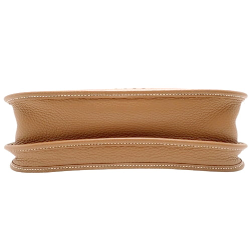 Evelyn 3 PM bag in gold, Taurillon Clemence leather, palladium hardware, silver hardware, B stamp, shoulder or crossbody.