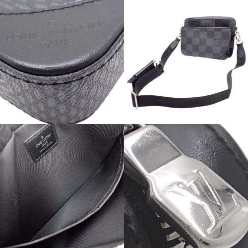 Damier Graphite 3D Trio Messenger Bag, Damier Graphite 3D canvas, black and grey, N50017, shoulder bag, crossbody bag, pouch.