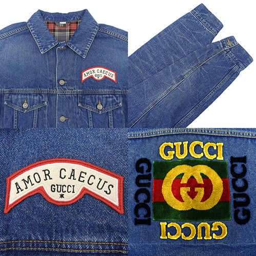 GG Denim Jacket, Apparel, Fashion, Flocked Logo, Oversized, Size 48, Cotton, 475024