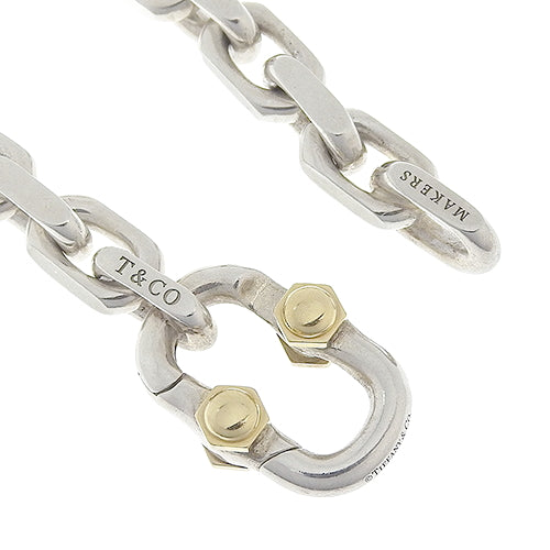 Tiffany 1837 Makers Wide Chain Bracelet, Yellow Gold (K18YG) and Silver (SV925)