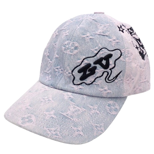 Monogram Cartoon Cap, Apparel, Fashion Accessory, Monogram Denim, Cotton, Calfskin, M8158M