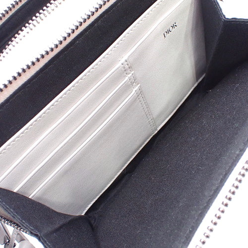 Double Zip Pocket Shoulder Bag, Leather, White/Gray, Shoulder &amp; Crossbody Carry