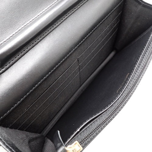 Chevron chain wallet, shoulder or crossbody wallet, Coco mark, V-stitch, matelassé leather