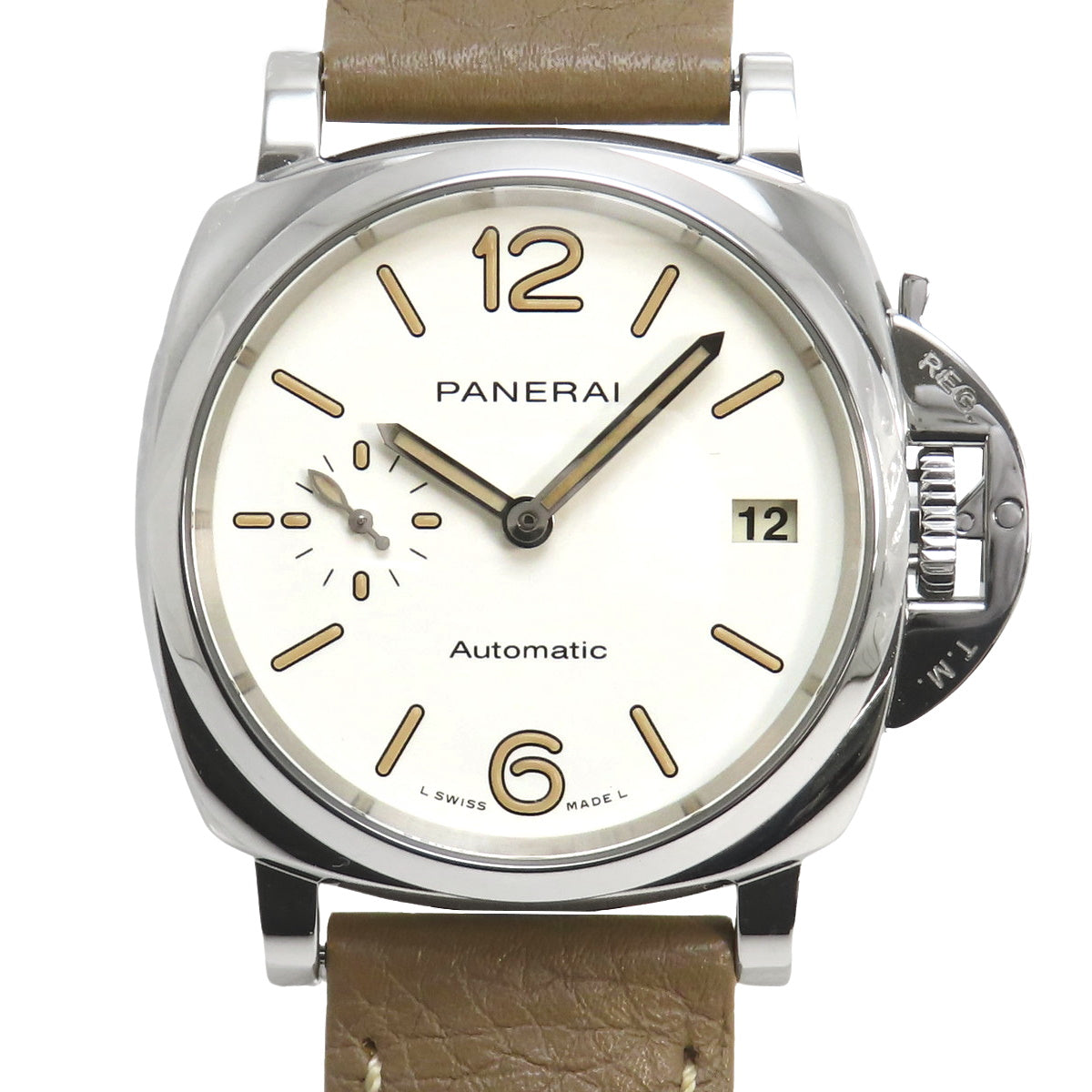 【保証書付】 PAM01043 ルミノール ドゥエ SS/レザー 自動巻き ホワイト
