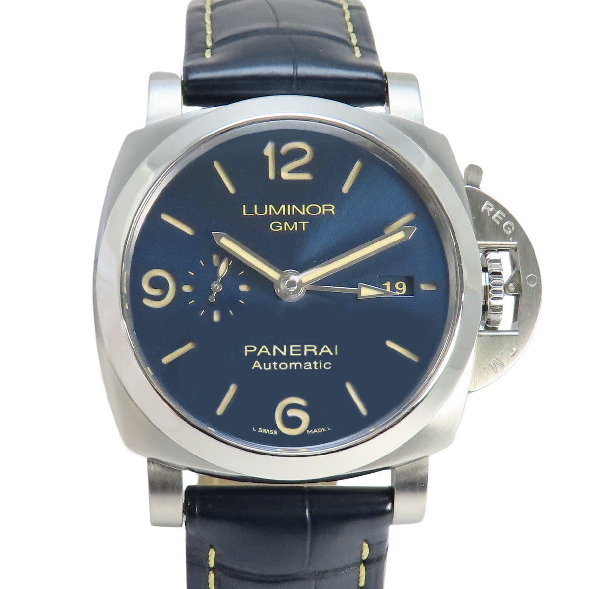【保証書付】ルミノールGMT PAM01033 ステンレススチール SS/革 自動巻き 2021年9月購入 ブルー ブルー