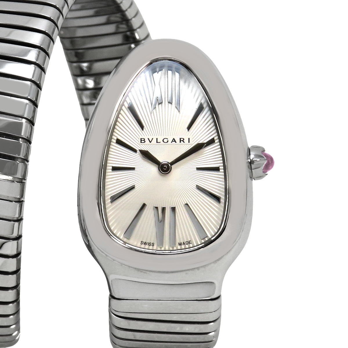 Serpenti Tubogas SP35S Stainless Steel Quartz Double Spiral Silver