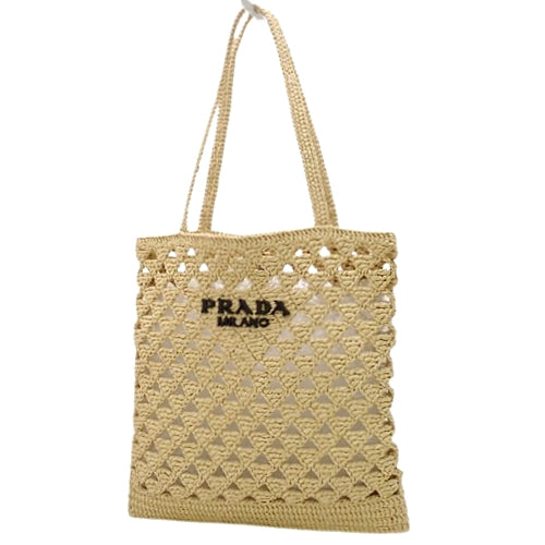 Raffia Tote Bag, Raffia Beige, 1BG493, Crocheted