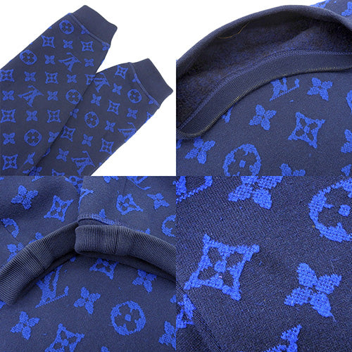 Monogram Jacquard Crew Neck Sweatshirt RM192 Logo All-Over Print Fleece-Lined Sweatshirt XL Cotton Acrylic Wool