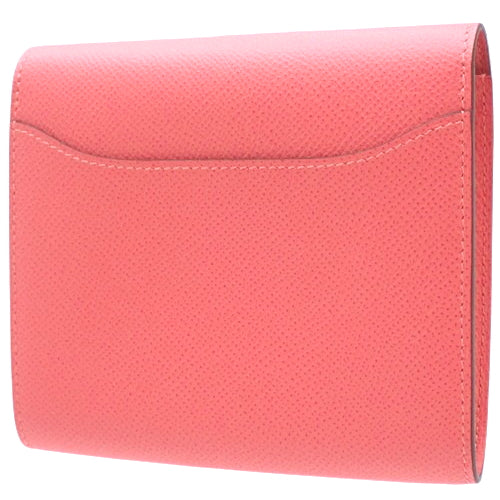 Constance Compact Rose Azalee Epsom Leather with Palladium and Silver Hardware, Z Stamp, Bifold Wallet