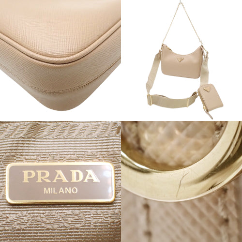 Re-Edition 2005 Saffiano Leather Bag, 2-Way, Chain Shoulder Bag, Crossbody Bag, Beige Pink, 1BH204_NZV_F0MUH_V_V2M (Current as of January 2025)