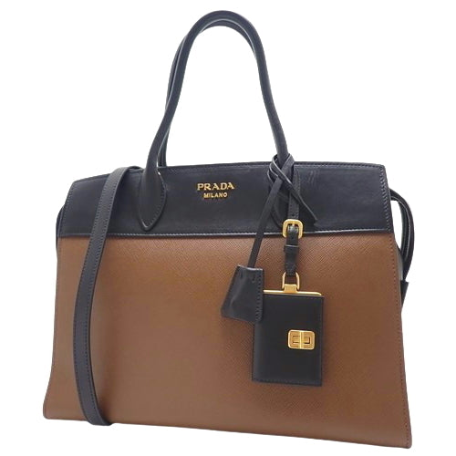 エスプラナード バッグ サフィアーノレザー SAFFIANO+CITY CALF NERO/PALISSANDRO 1BA047 2WAY ショルダー トート 肩掛け