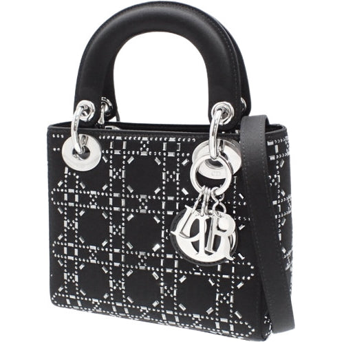 カナージュ Lady Dior レディディオール バッグ ミニ 2WAY ショルダー 肩掛け 斜め掛け サテン ラインストーン M0500PRTC