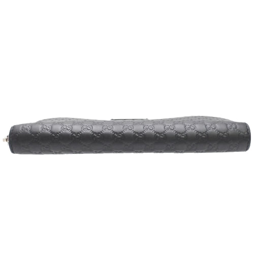 Gucci Micro Gucci Shima Zip-Around Wallet in Gucci Shima Leather, Black, 449391 BMJ1G 1000.  A long wallet with a round zipper.
