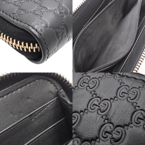 Gucci Micro Gucci Shima Zip-Around Wallet in Gucci Shima Leather, Black, 449391 BMJ1G 1000.  A long wallet with a round zipper.