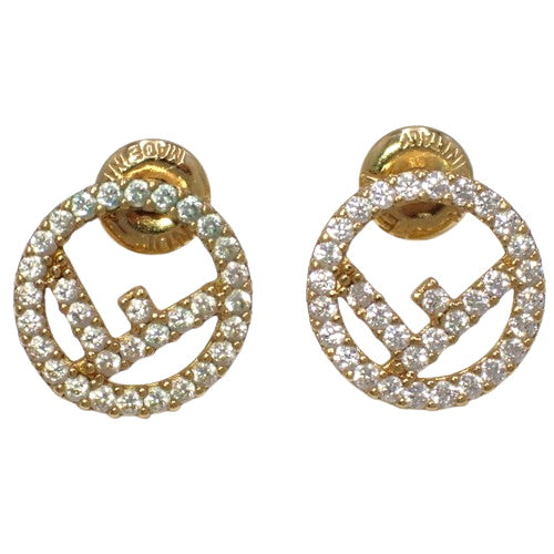 エフ イズ フェンディ ピアス メタル(GP) ラインストーン アクセサリー ジュエリー ロゴ