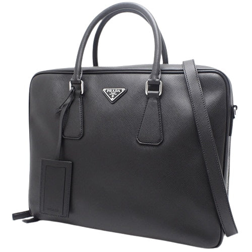 ロゴプレート ブリーフケース ハンドバッグ 通勤カバン 書類入れ サフィアーノレザー SAFFIANO TRAVEL NERO 2VE011