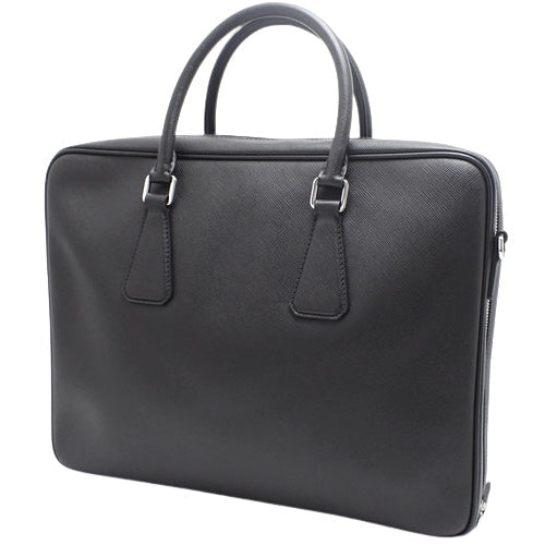 ロゴプレート ブリーフケース ハンドバッグ 通勤カバン 書類入れ サフィアーノレザー SAFFIANO TRAVEL NERO 2VE011