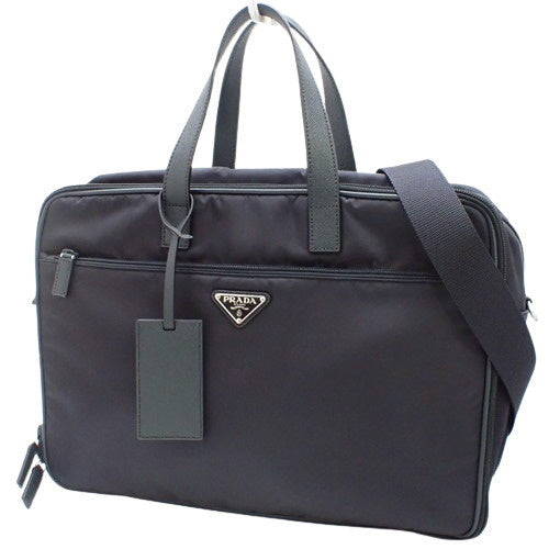 ラップトップバッグ 2WAY ハンドバッグ 通勤カバン 書類入れ ナイロン サフィアーノレザー TESSUTO+SAFFIANO BLEU 2VE407