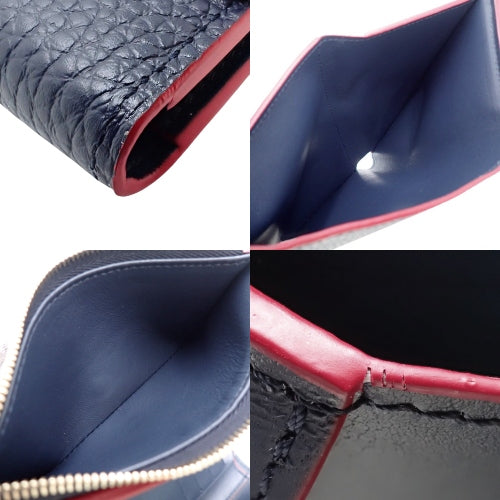 Portefeuille Capucines Compact Tri-fold Taurillon Leather Marine Rouge M63741