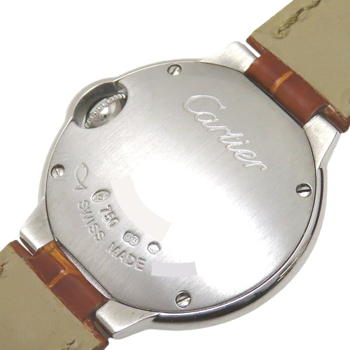 [Warranty included] WE900851 Ballon Bleu SM White Gold/Alligator Quartz Silver Diamond Bezel