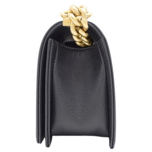 Chanel Boy Bag, chain shoulder bag, caviar skin, black, 2-way (can be worn as a shoulder bag or crossbody bag).
