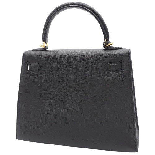 凯莉25（外缝）小牛皮 黑色 金色五金 X刻印