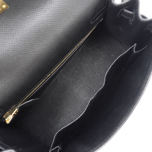 凯莉25（外缝）小牛皮 黑色 金色五金 X刻印