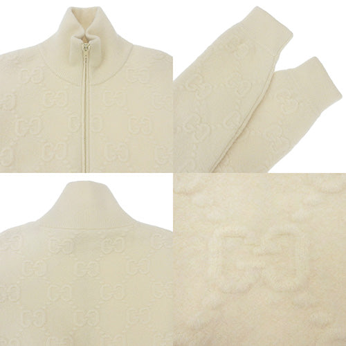 GG 图案拉链针织宽松上衣（L 码）连帽衫