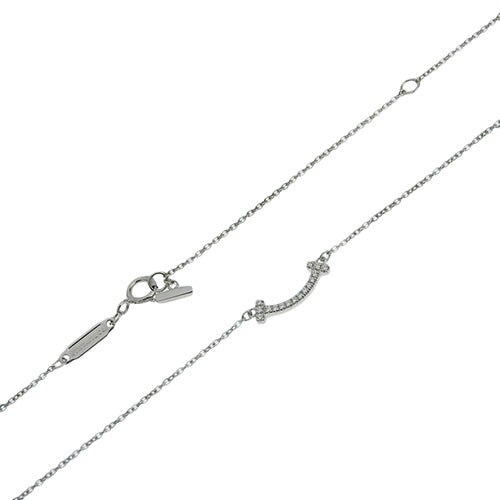 Tiffany T 款微笑吊坠，镶嵌迷你钻石，62617799，18K 白金，白金，配饰，珠宝