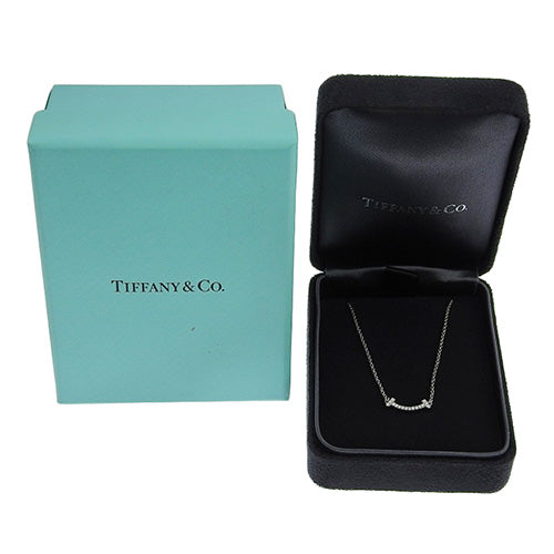 Tiffany T 款微笑吊坠，镶嵌迷你钻石，62617799，18K 白金，白金，配饰，珠宝