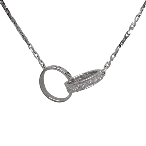 LOVE ネックレス セミパヴェ ダイヤモンド K18 ホワイトゴールド WG ラブネックレス