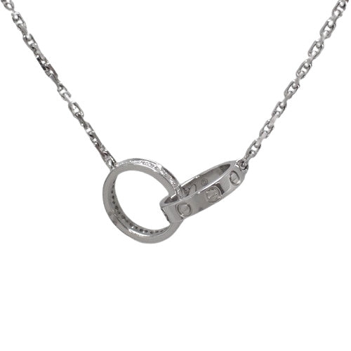 LOVE ネックレス セミパヴェ ダイヤモンド K18 ホワイトゴールド WG ラブネックレス