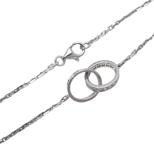 LOVE ネックレス セミパヴェ ダイヤモンド K18 ホワイトゴールド WG ラブネックレス