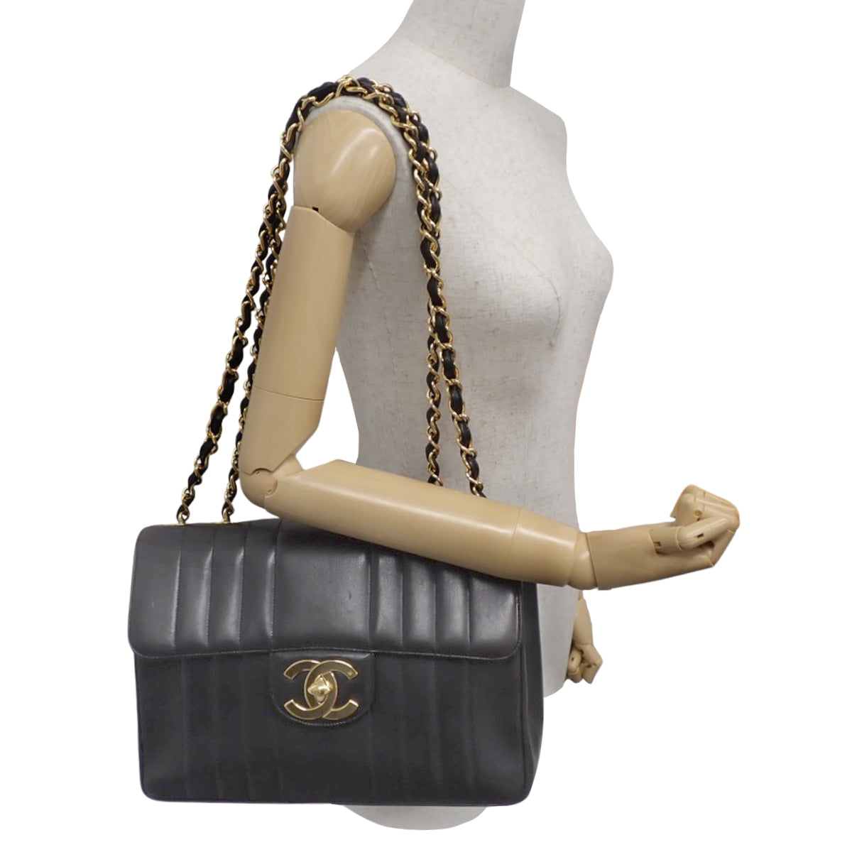 Mademoiselle Coco Mark 黑色羊皮链条单肩包