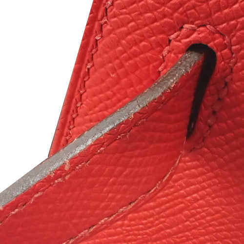 Kelly Verso 28 (External Stitching) Rouge Cou/Rouge Grenat Leather, Epsom Leather, Palladium Hardware, Silver Hardware, Y Stamp, 2-Way Shoulder Bag