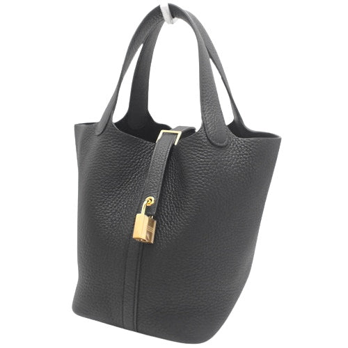 Picotin Lock PM Taurillon Clemence Leather Tote Bag with Gold Hardware and Double Stamp