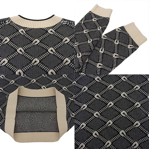 马蹄形V领针织衫（M）