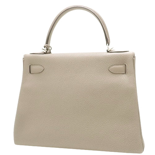 Kelly 28（内缝线）两用单肩包，Togo 皮革，镀钯金属配件，沥青饰面，C 字印章