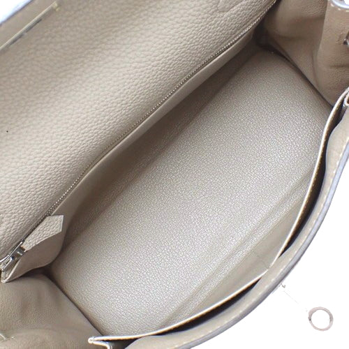 Kelly 28（内缝线）两用单肩包，Togo 皮革，镀钯金属配件，沥青饰面，C 字印章