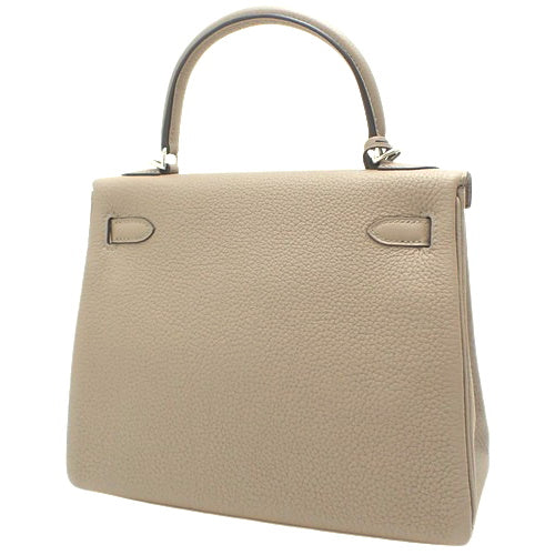 Kelly 25 (inner stitching) Gris Asphalt Togo, Palladium hardware, Silver hardware, C stamp, 2-way shoulder bag