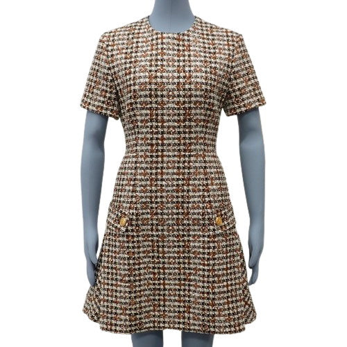 粗花呢连衣裙，34码，RW222W，短袖